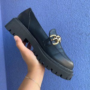 Platform Loafers with Gold Trim